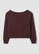 Felpa marrone in misto cotone con scollo ampio regular fit_5