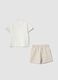 White stretch cotton set with polo shirt and shorts_1