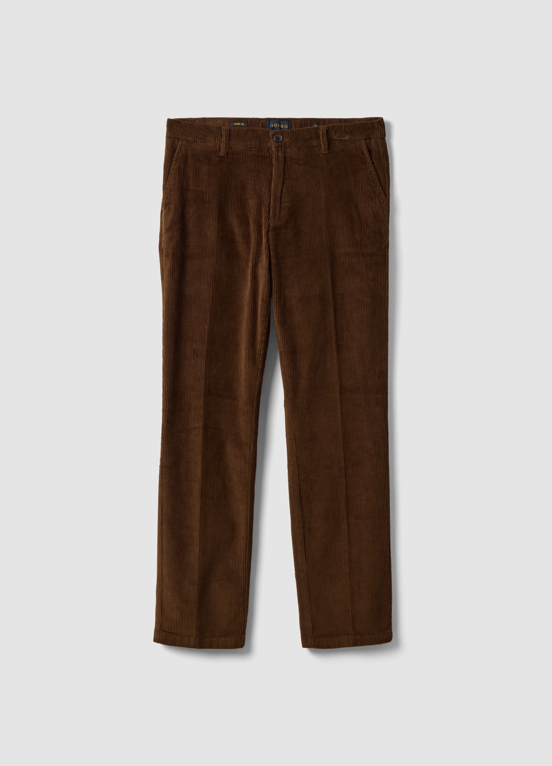Brown regular-fit stretch cotton corduroy chino trousers