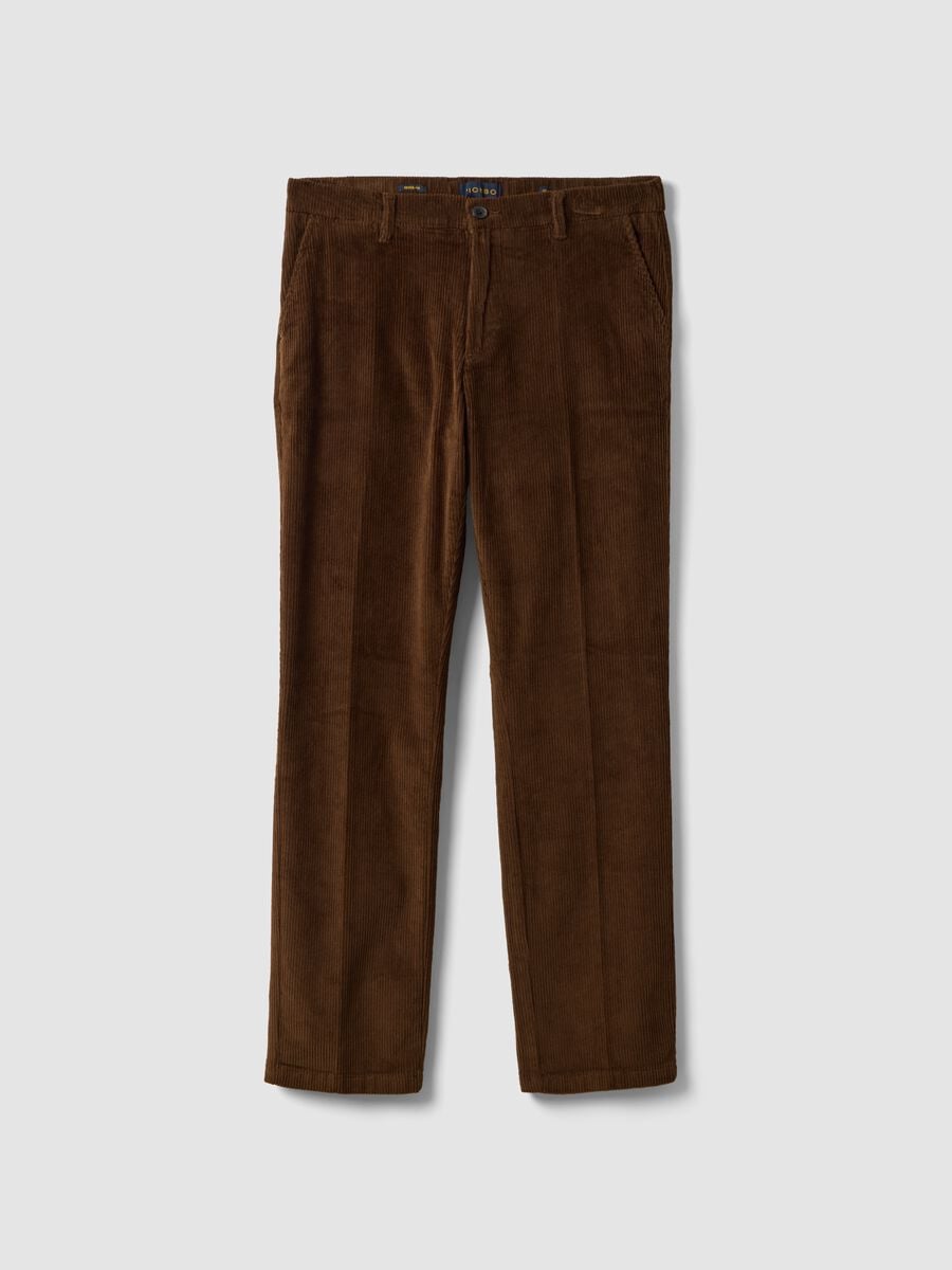 Brown regular-fit stretch cotton corduroy chino trousers_4