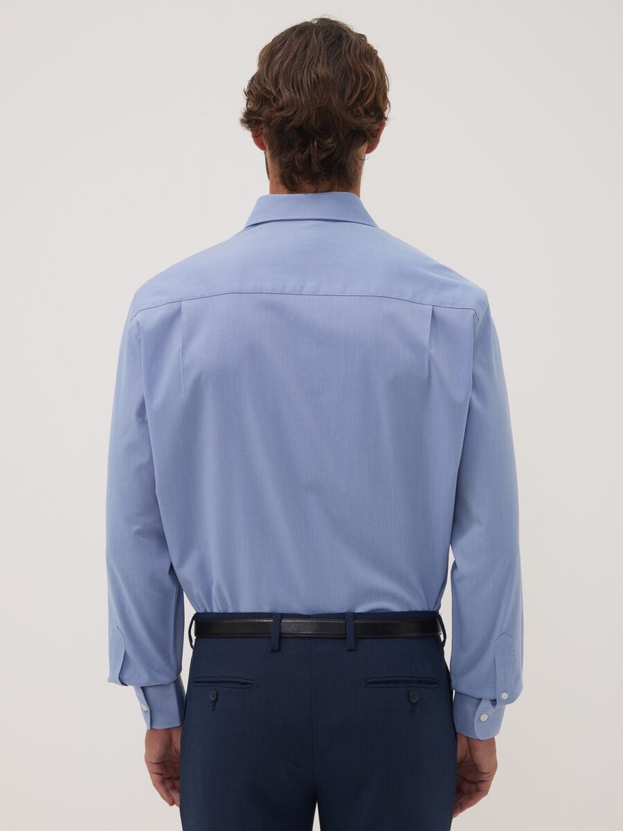 Air force blue lyocell-blend regular fit easy-iron shirt_3