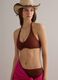 Brown triangle bikini top in stretch fabric_0