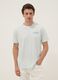 Blaues T-Shirt mit Schriftzug aus reiner Baumwolle, Regular Fit_1