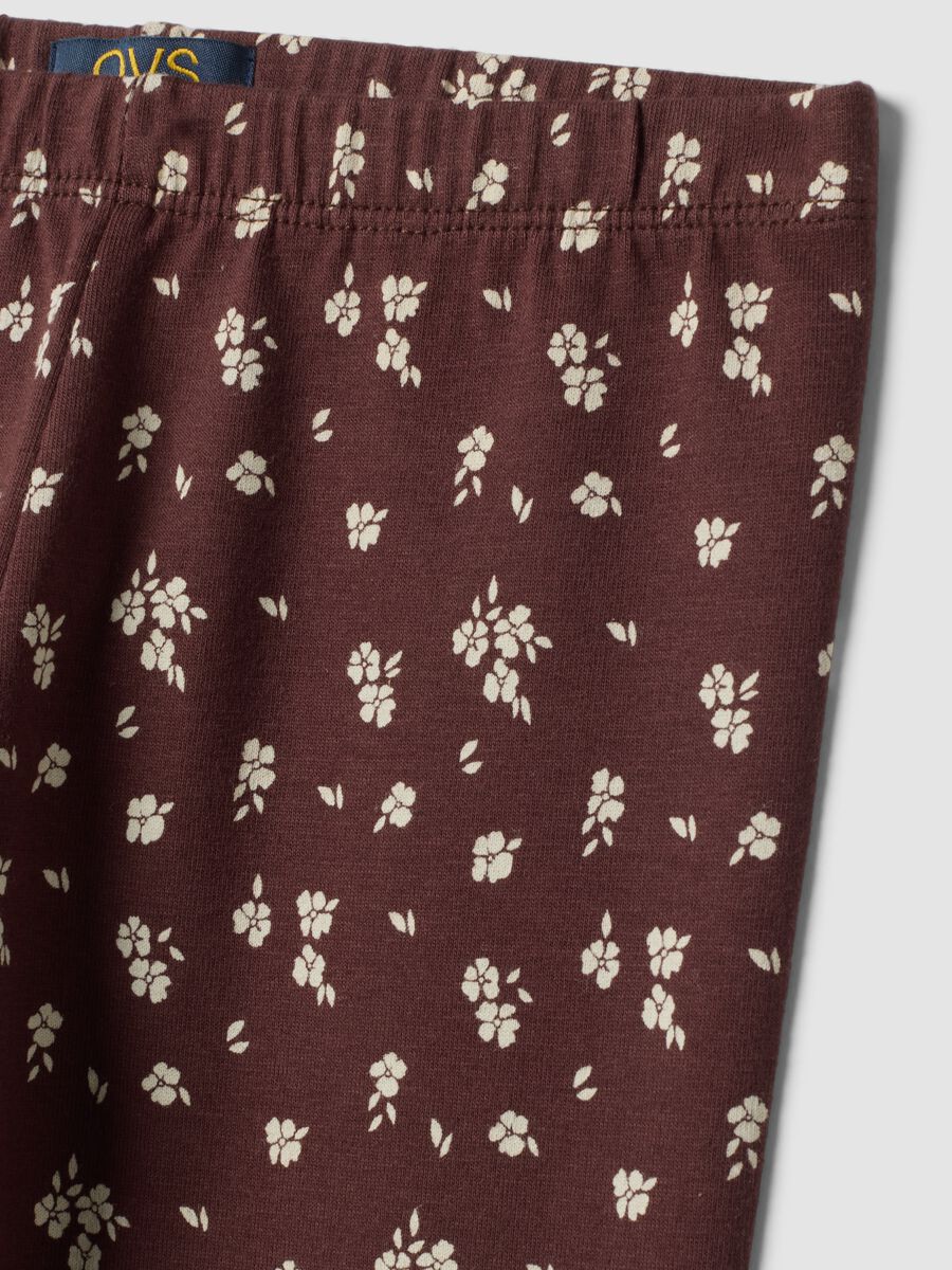 Brown floral organic stretch cotton leggings_2