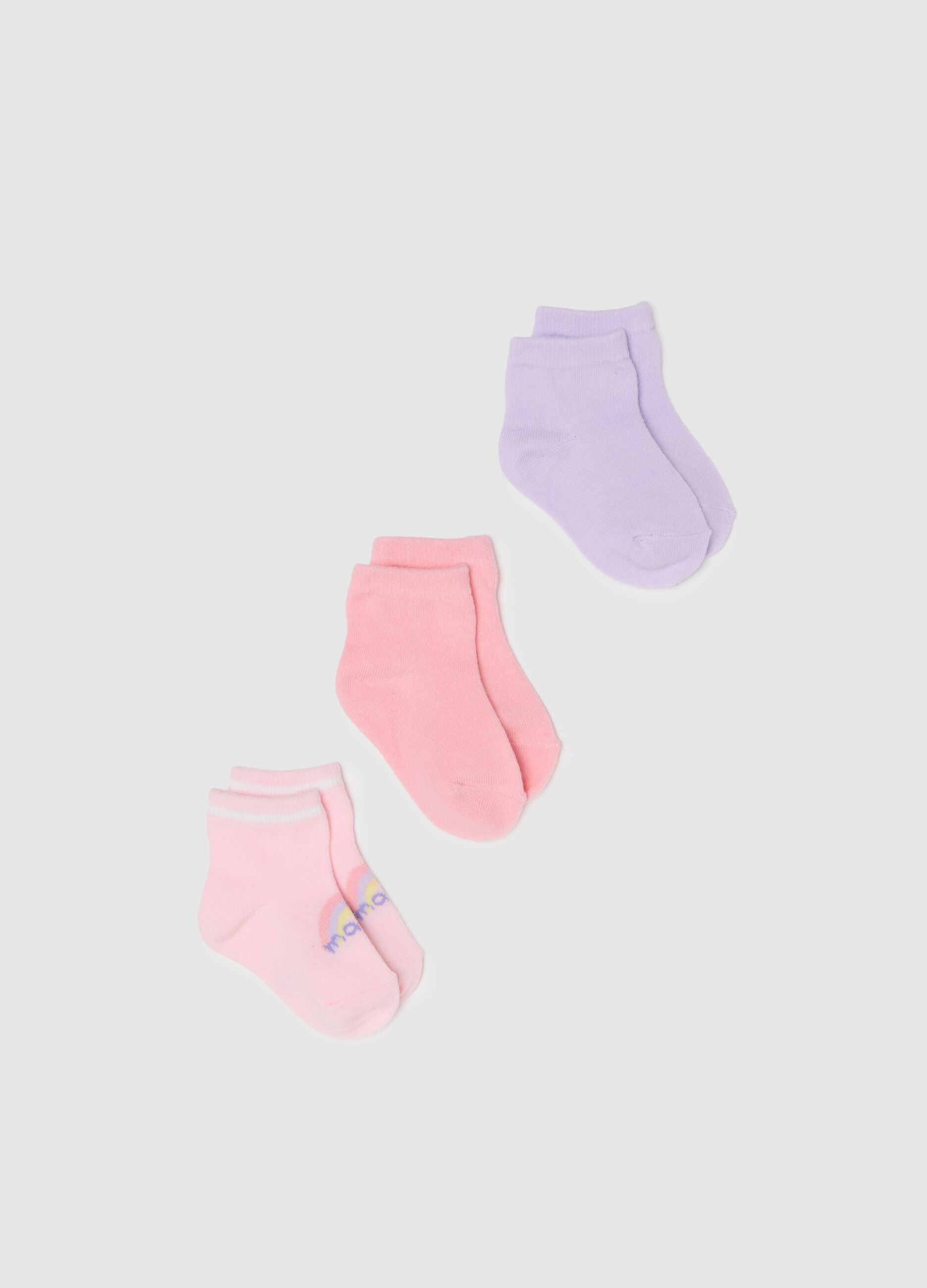 Regular fit infant multicolour cotton blend short socks - 3 pack