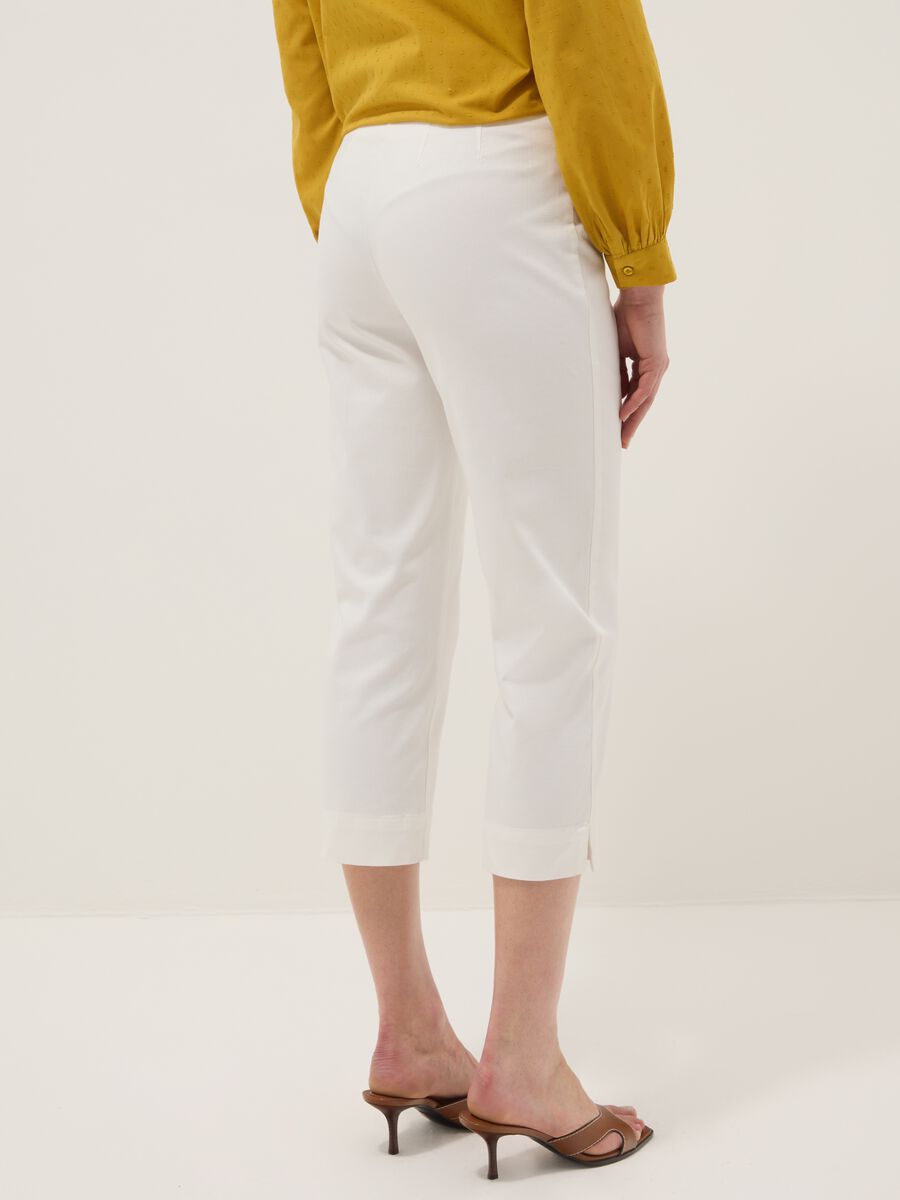 White Slim Fit Stretch Cotton Ankle Trousers_2