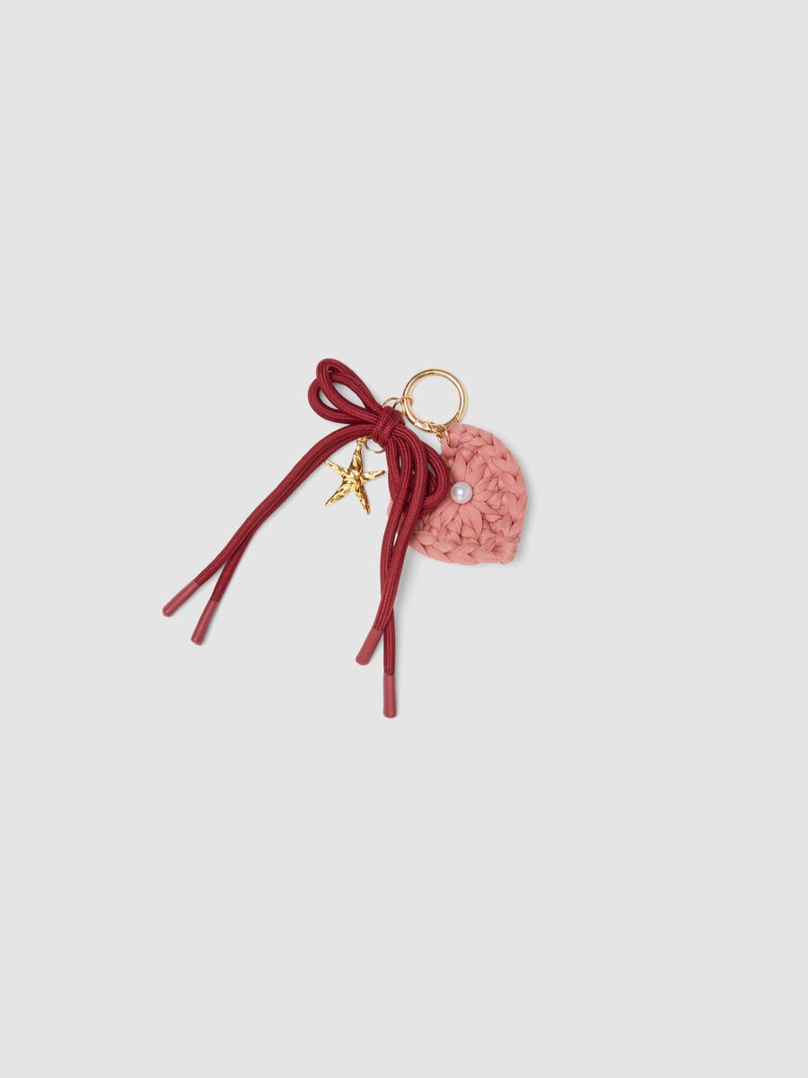 Rosa Schl&uuml;sselanh&auml;nger mit geflochtenem Herz und Schleife_0
