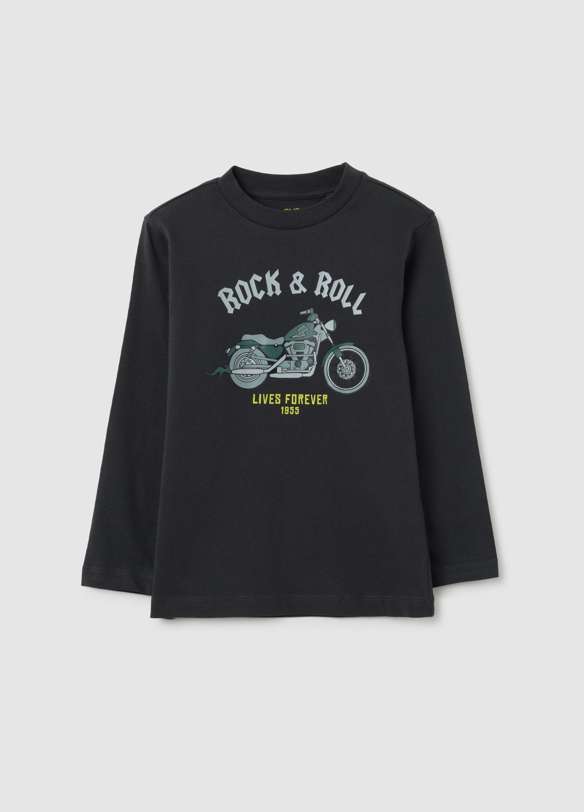 Camisola infantil de algod&atilde;o puro preto corte regular