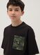 Boys&rsquo; black 100% cotton oversized T-shirt with chest pocket_1