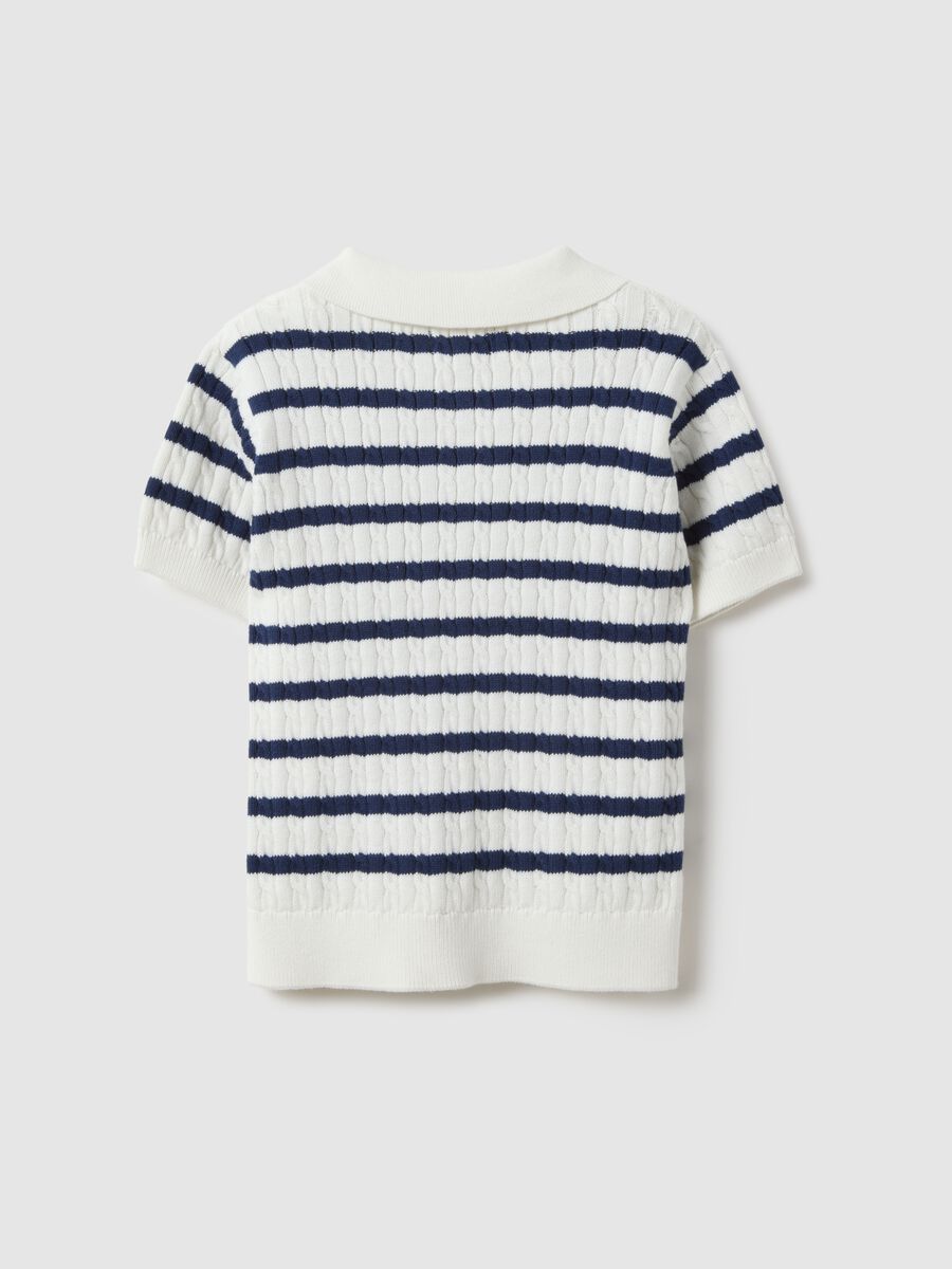 Multicolour striped pure cotton polo shirt for girls, regular fit_1