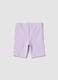 Purple ribbed stretch-cotton shorts for baby girls, regular fit_1