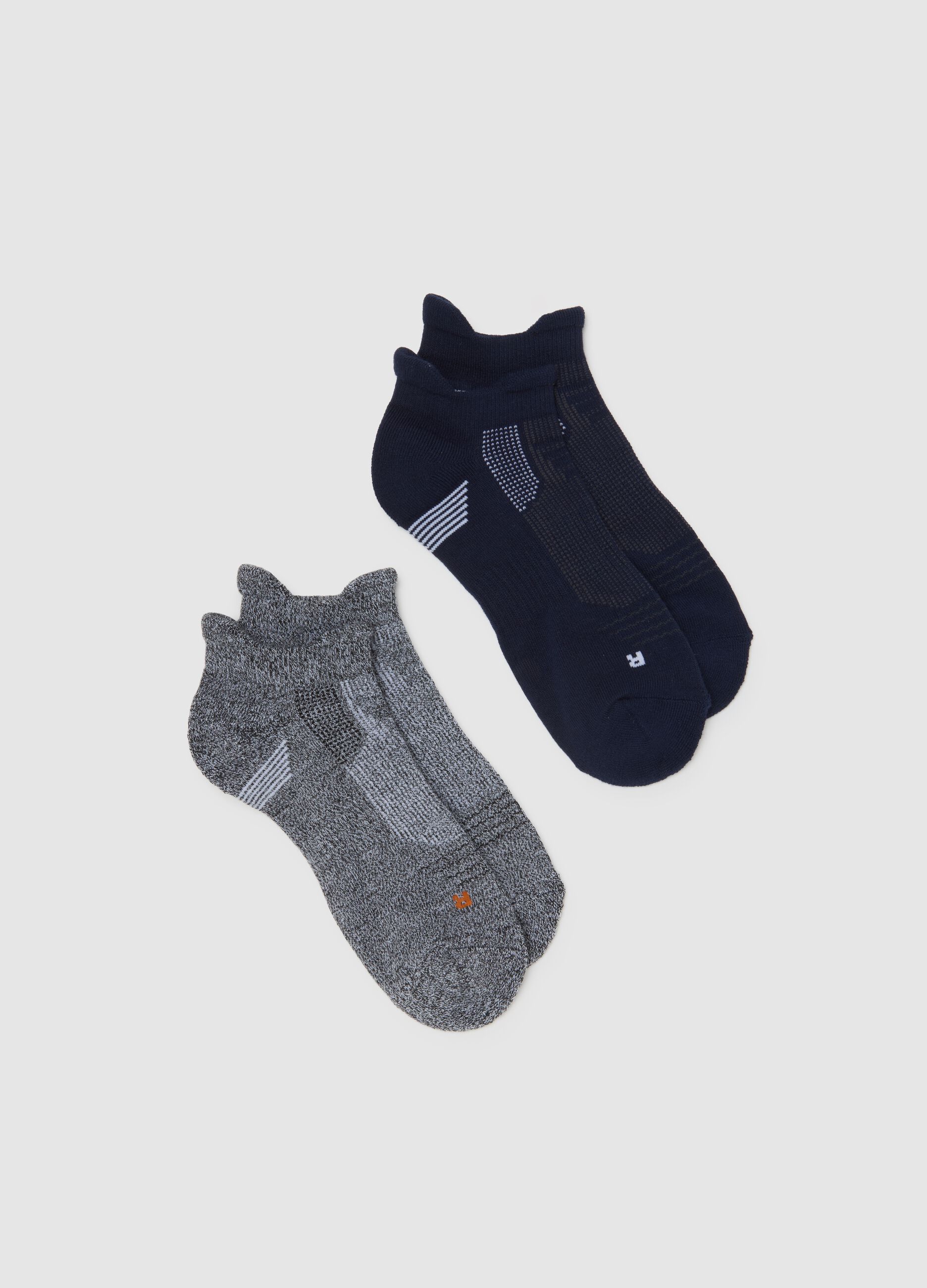 Multicolour Stretch Fabric Sports Socks Twin-Pack