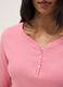 Pure cotton pink pyjama top with serafino neckline, regular fit_3