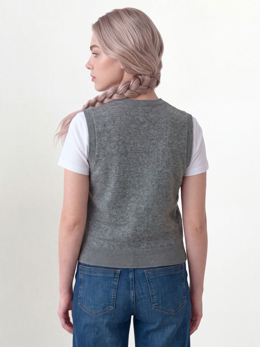 Grey marl wool-blend crew-neck vest_3