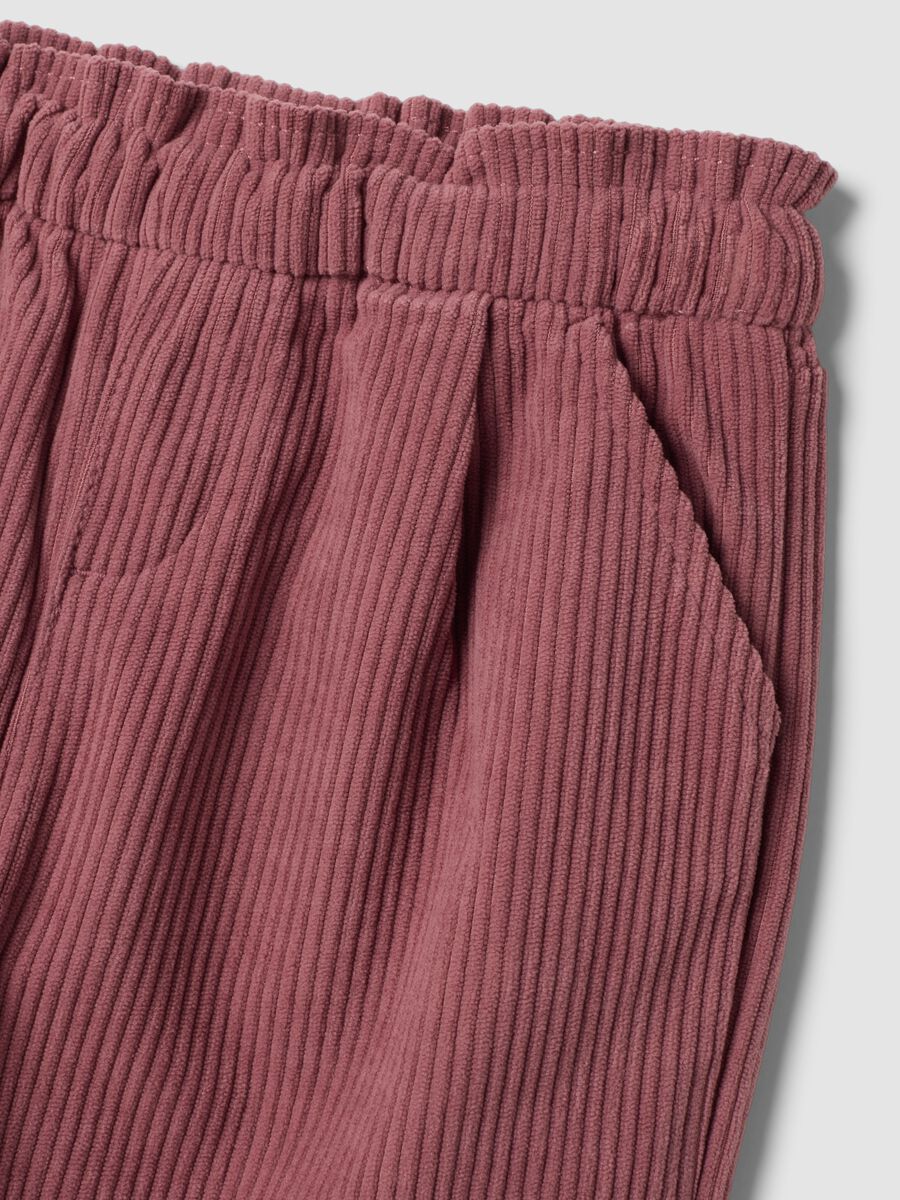 Pink corduroy trousers with elasticated waistband_2