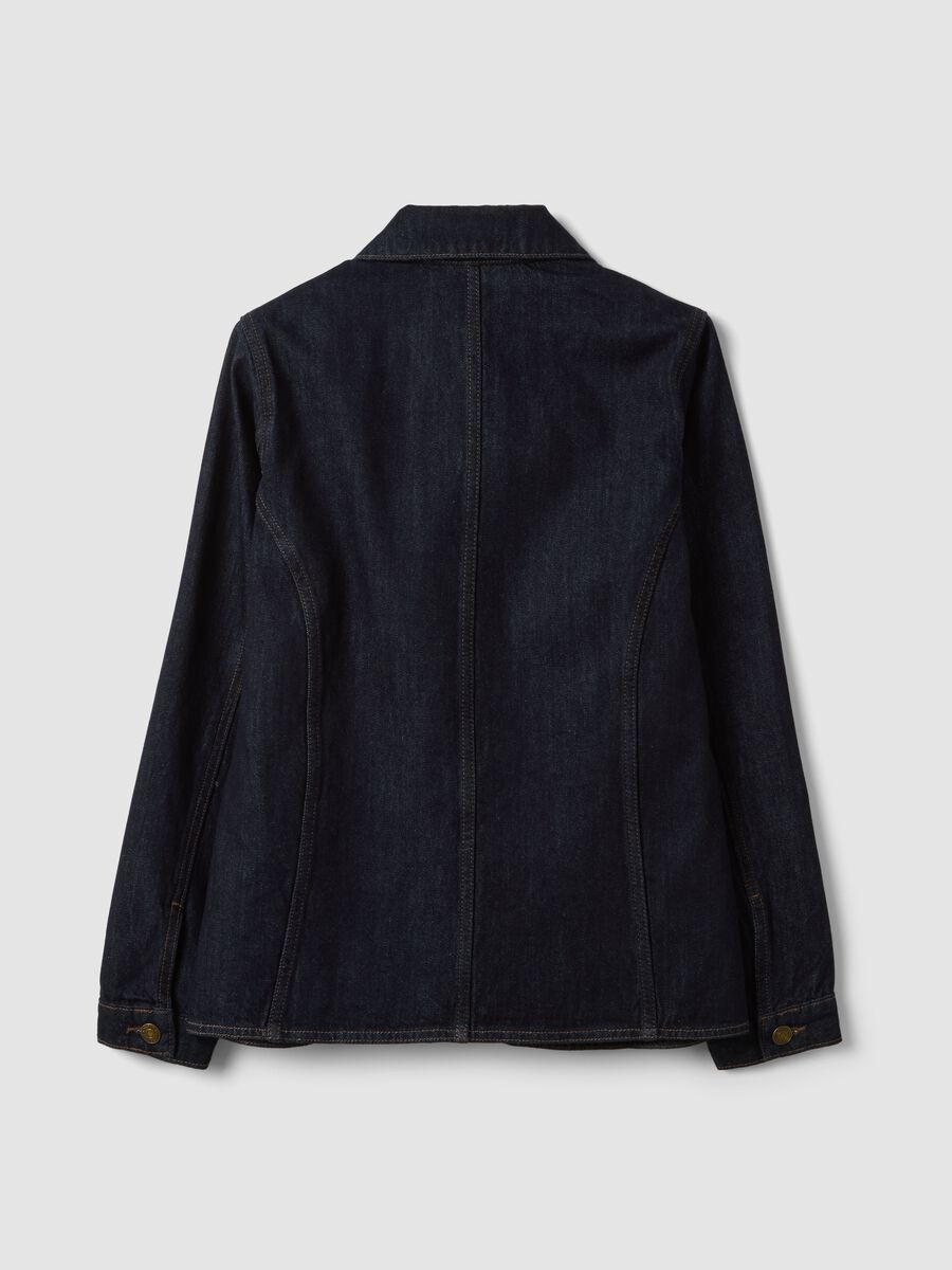 Blaue Denimjacke aus reiner Baumwolle, Regular Fit mit Kn&ouml;pfen_6