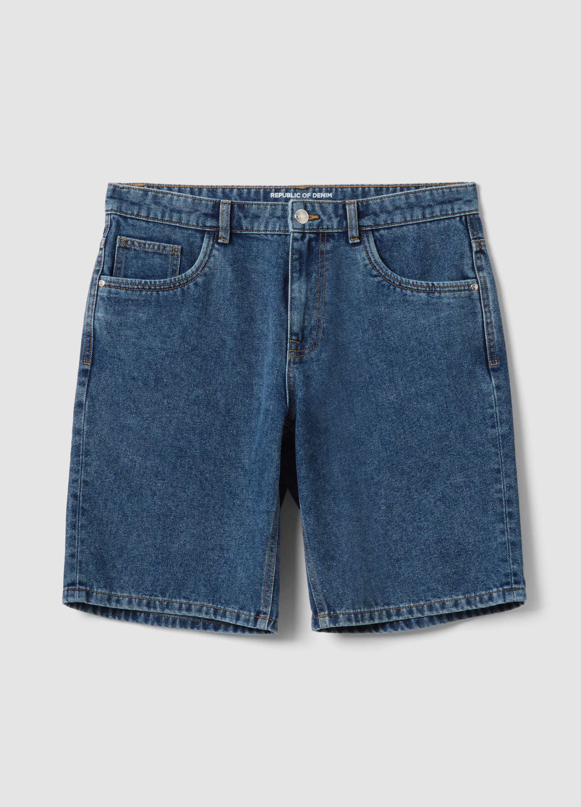 Blue denim Bermuda shorts in cotton blend, regular fit