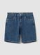 Blue denim Bermuda shorts in cotton blend, regular fit_4