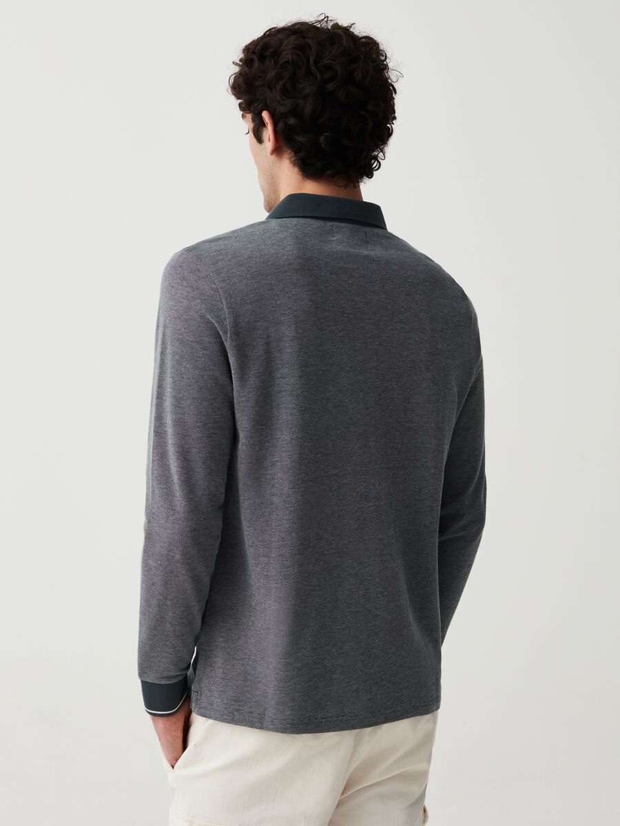 Long-sleeved polo shirt with jacquard weave_2