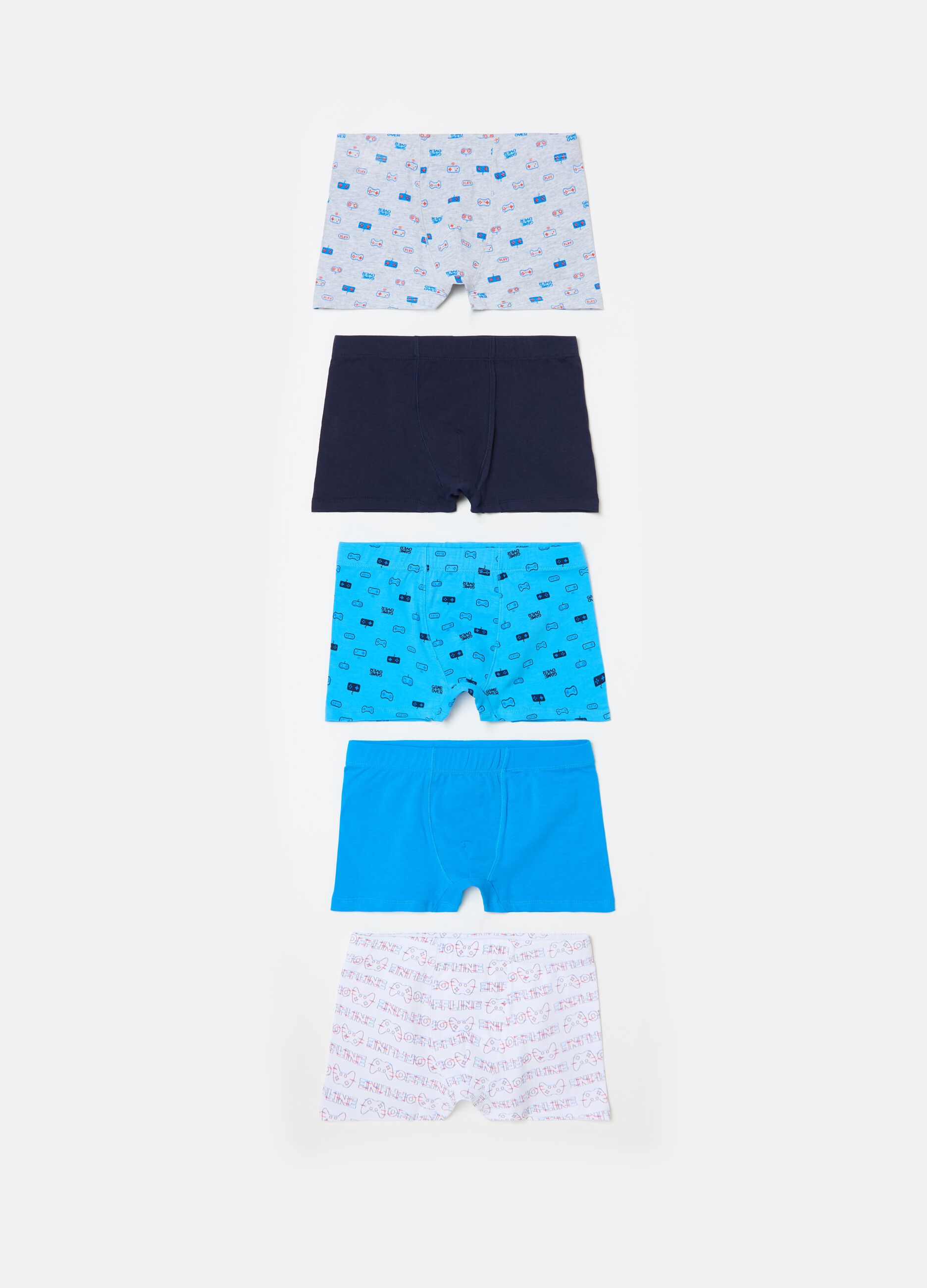 Five-pack organic cotton boxer shorts with print