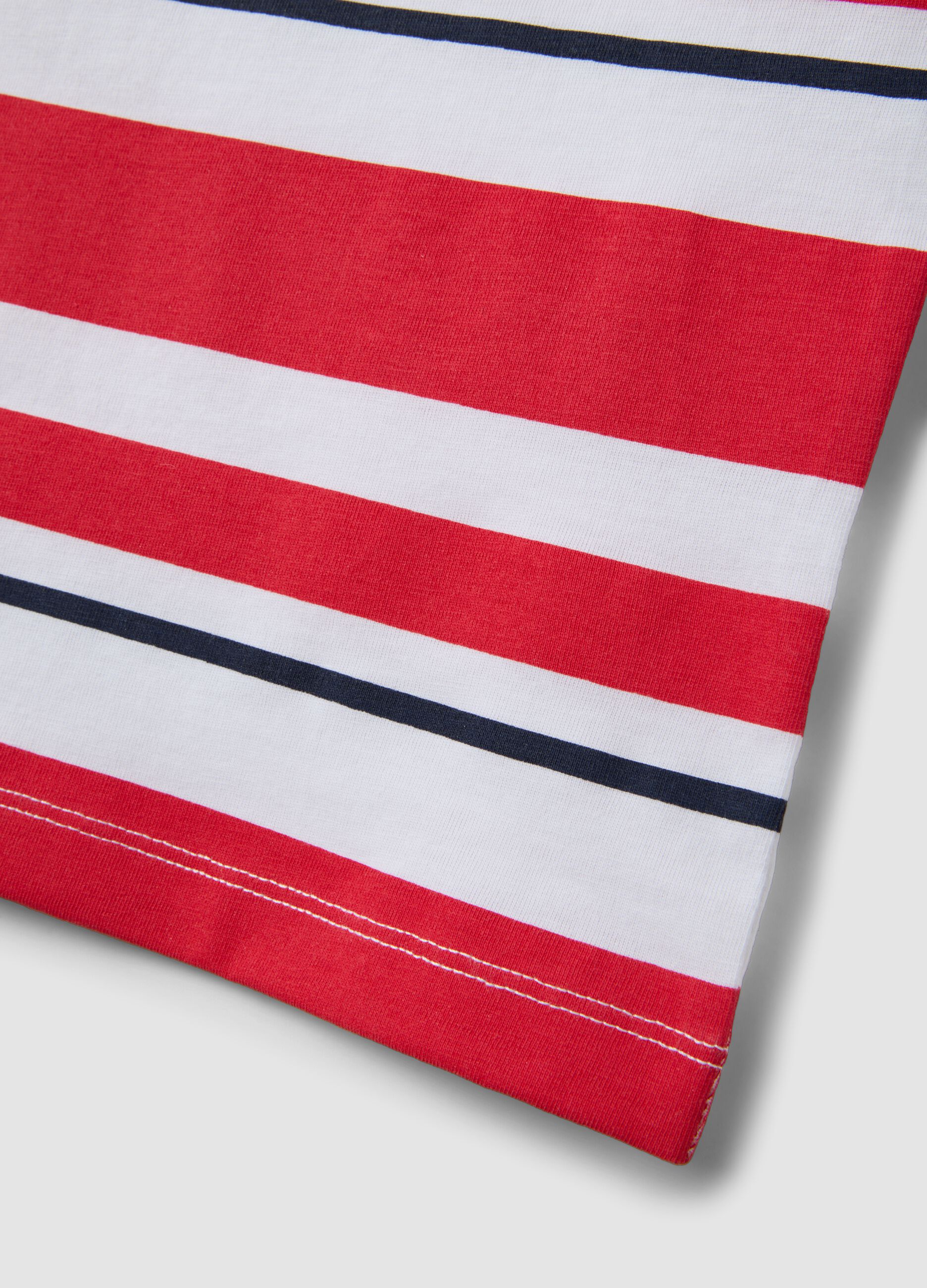 Boys' white vest with red stripes in pure cotton, regular fit