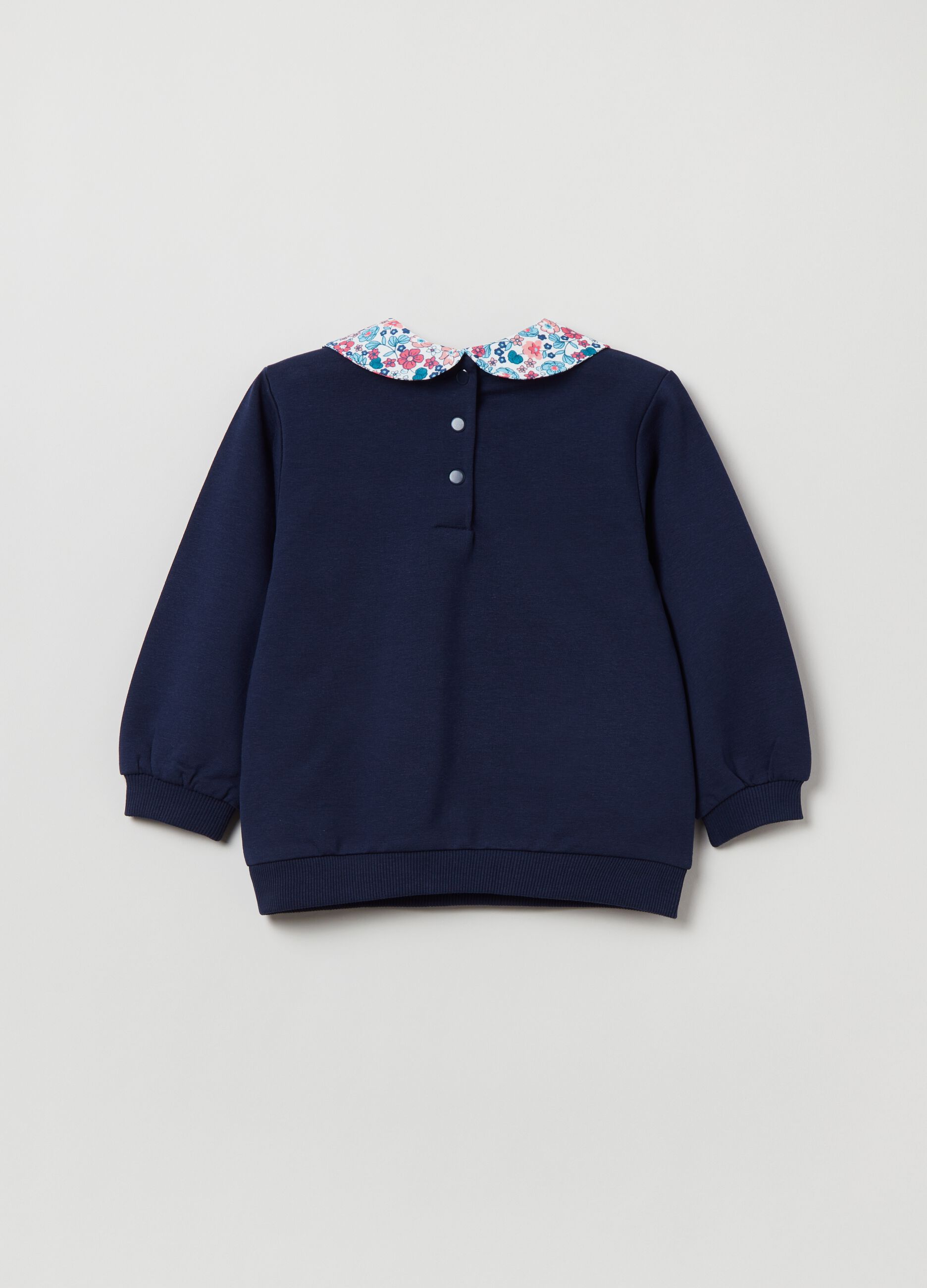 French Terry sweatshirt with floral collar_1