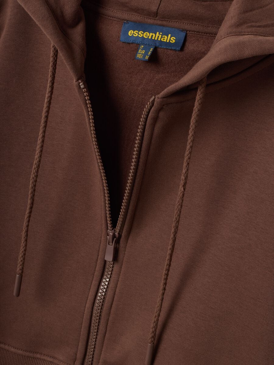 Brown fitted cotton-blend hoodie_5
