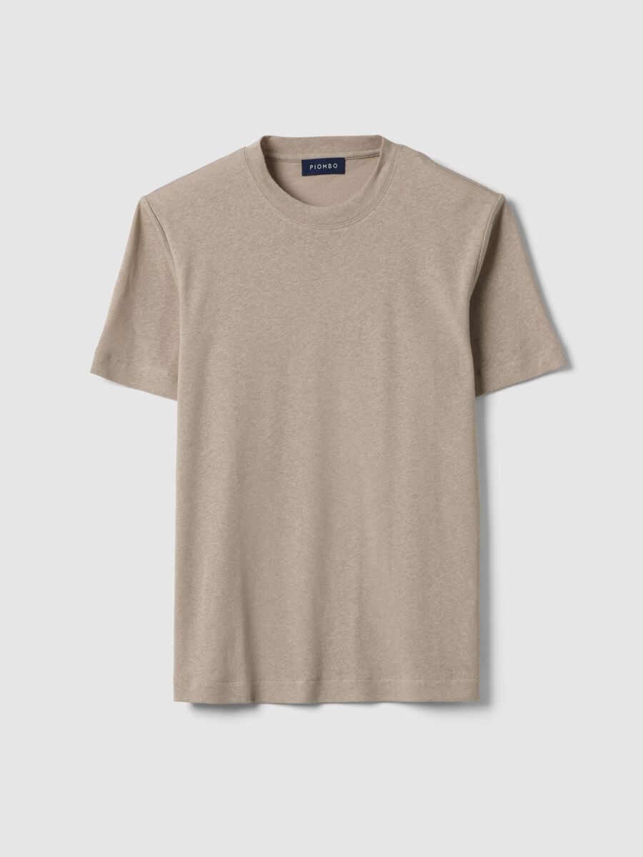 Beige linen-cotton blend regular fit t-shirt_4