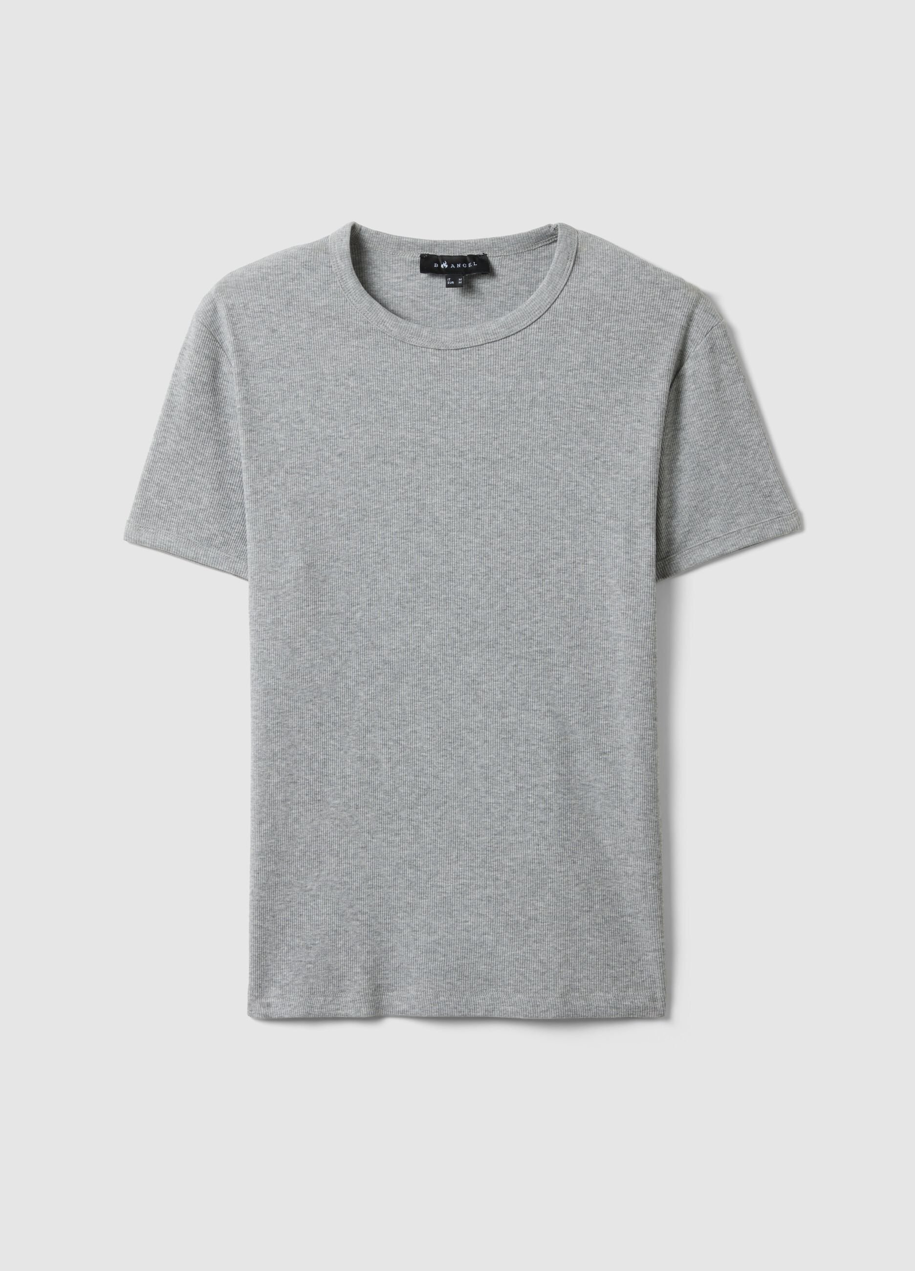 Grey slim fit stretch cotton T-shirt