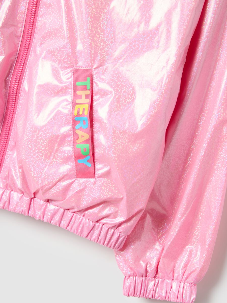 Giacca glitterata rosa con cappuccio da bambina regular fit_3