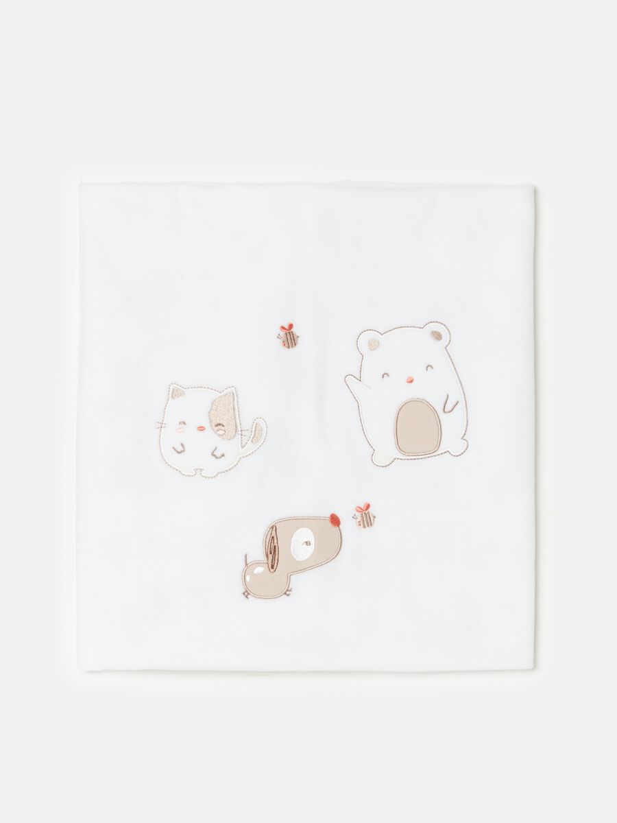 Velour blanket with baby animal embroidery_0