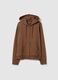 Brown cotton blend regular fit hoodie with zip_4