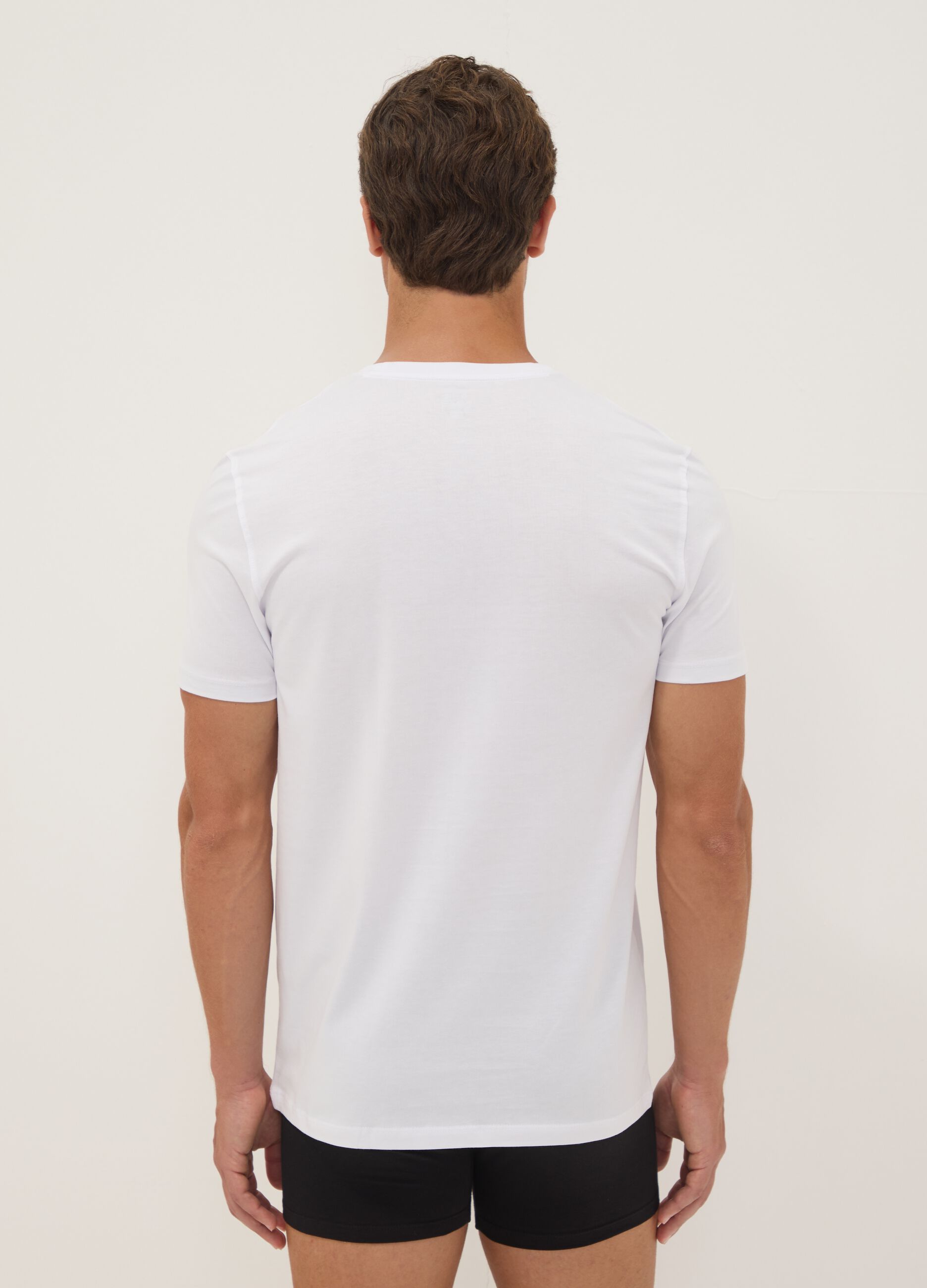 White pure Supima cotton V-neck T-shirt, regular fit