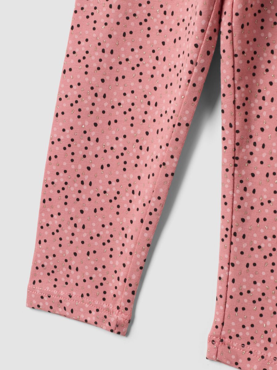 Leggings rosa in cotone organico elasticizzato slim fit per bimba_3