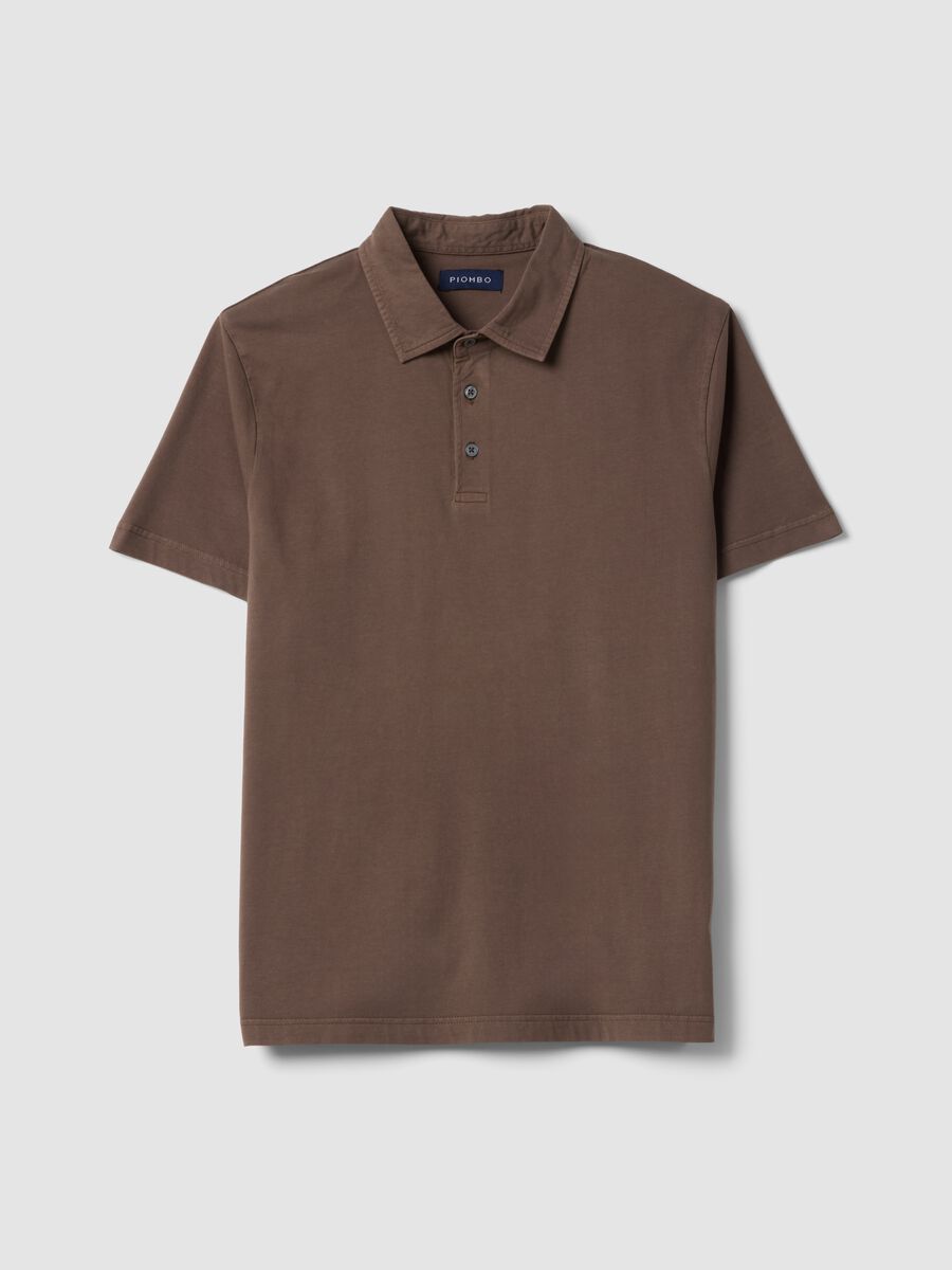 Braunes Poloshirt mit kurzen &Auml;rmeln aus reiner Baumwolle, Regular Fit_4