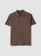 Brown short-sleeve polo shirt in pure cotton, regular fit_4