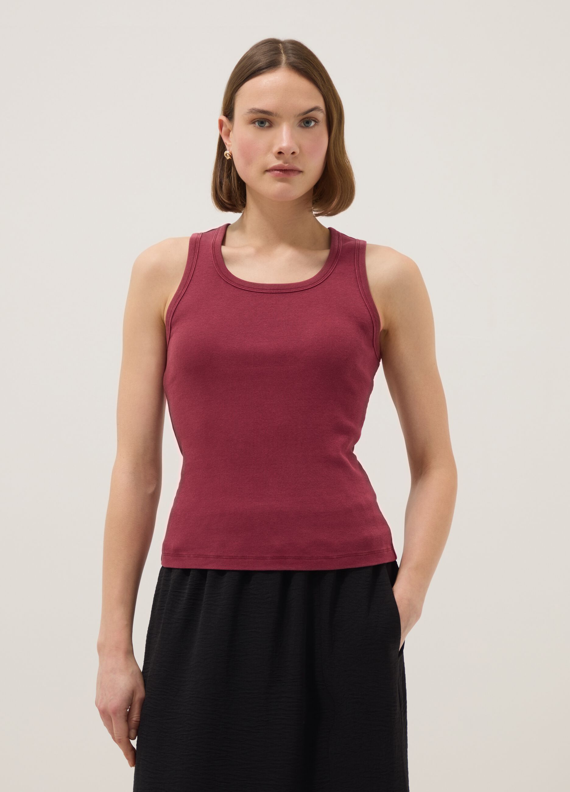 Rotes Tanktop aus Stretch-Baumwolle, Regular Fit