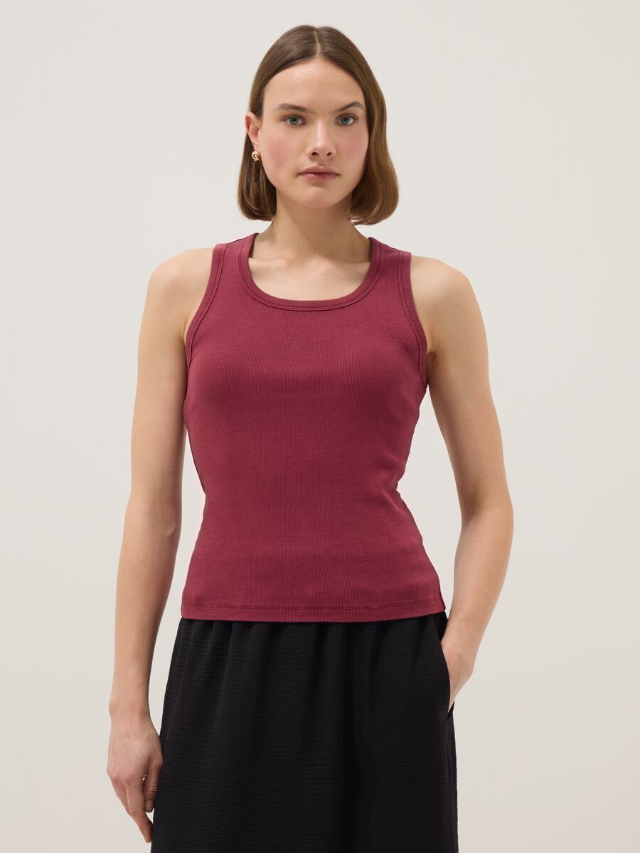 Rotes Tanktop aus Stretch-Baumwolle, Regular Fit_0