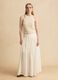 Beige pure cotton midi skirt_0