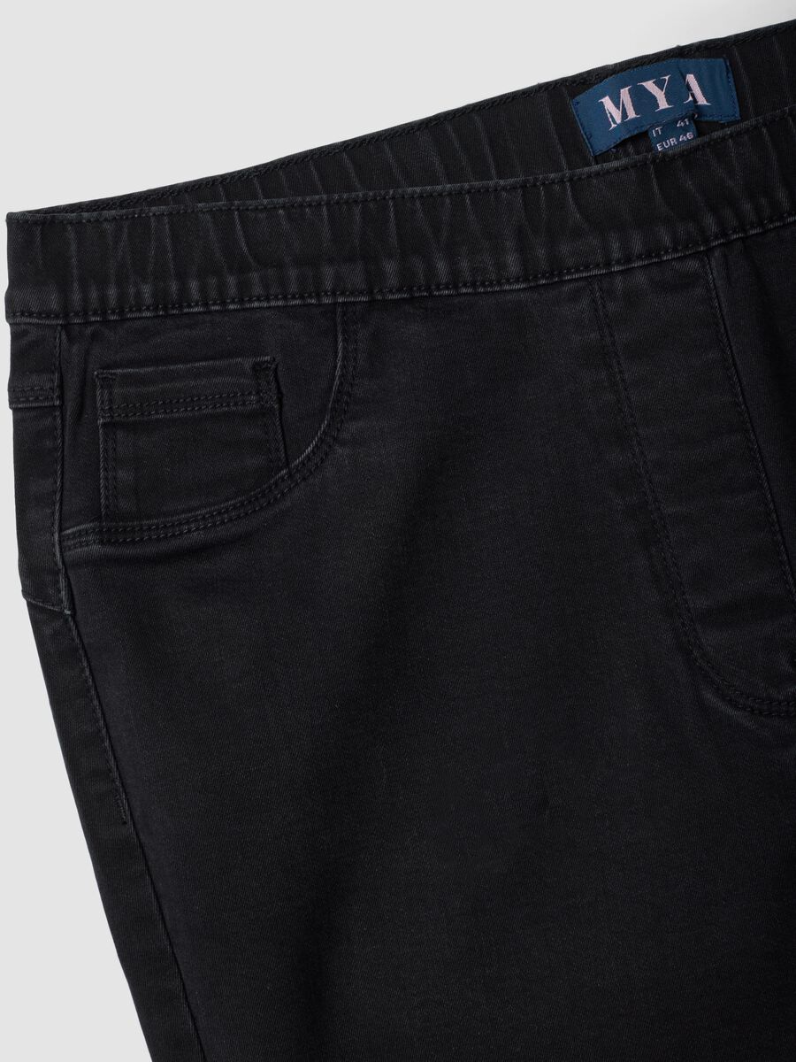 Schwarze Skinny-Jeggings aus elastischer Baumwolle und Viskose_5
