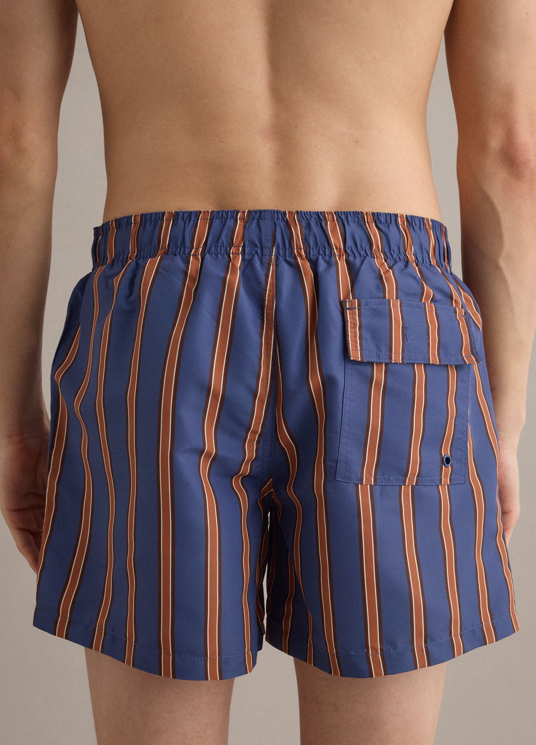 Blue striped swim shorts