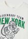 T-shirt bianca in puro cotone organico con stampa college_2