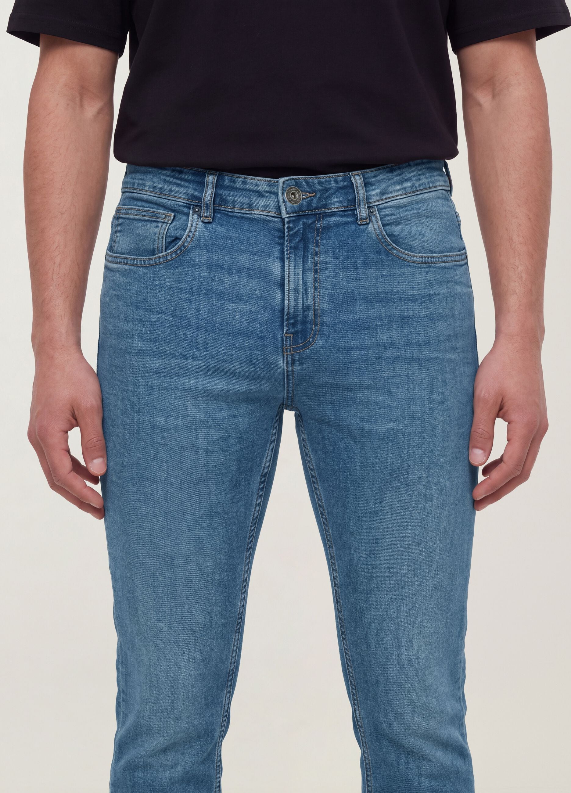 Light blue stretch-cotton skinny-fit denim jeans