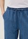 Pantaloni denim blu in puro cotone wide leg con coulisse_3