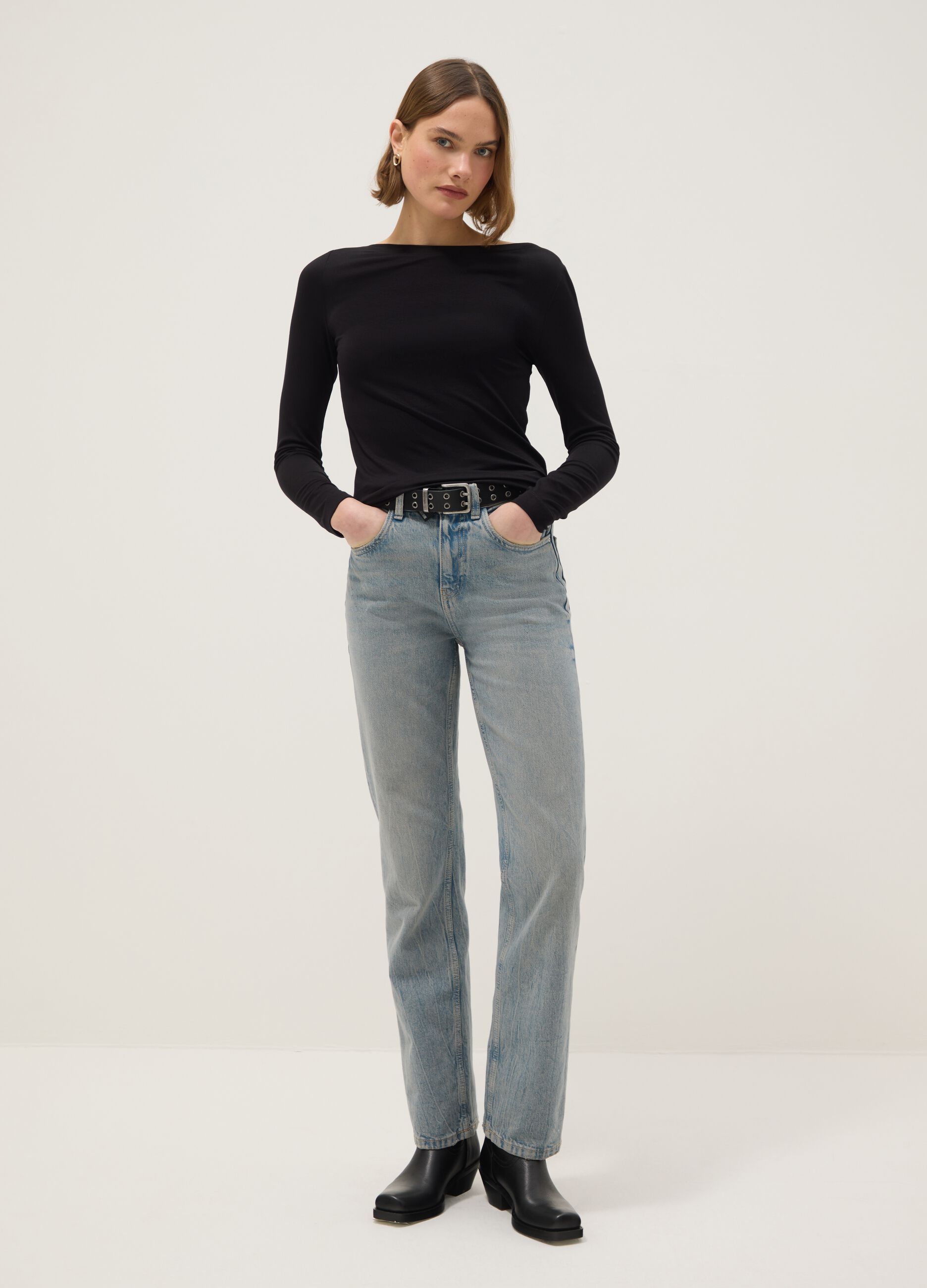 Pure Cotton Blue Straight Fit Jeans