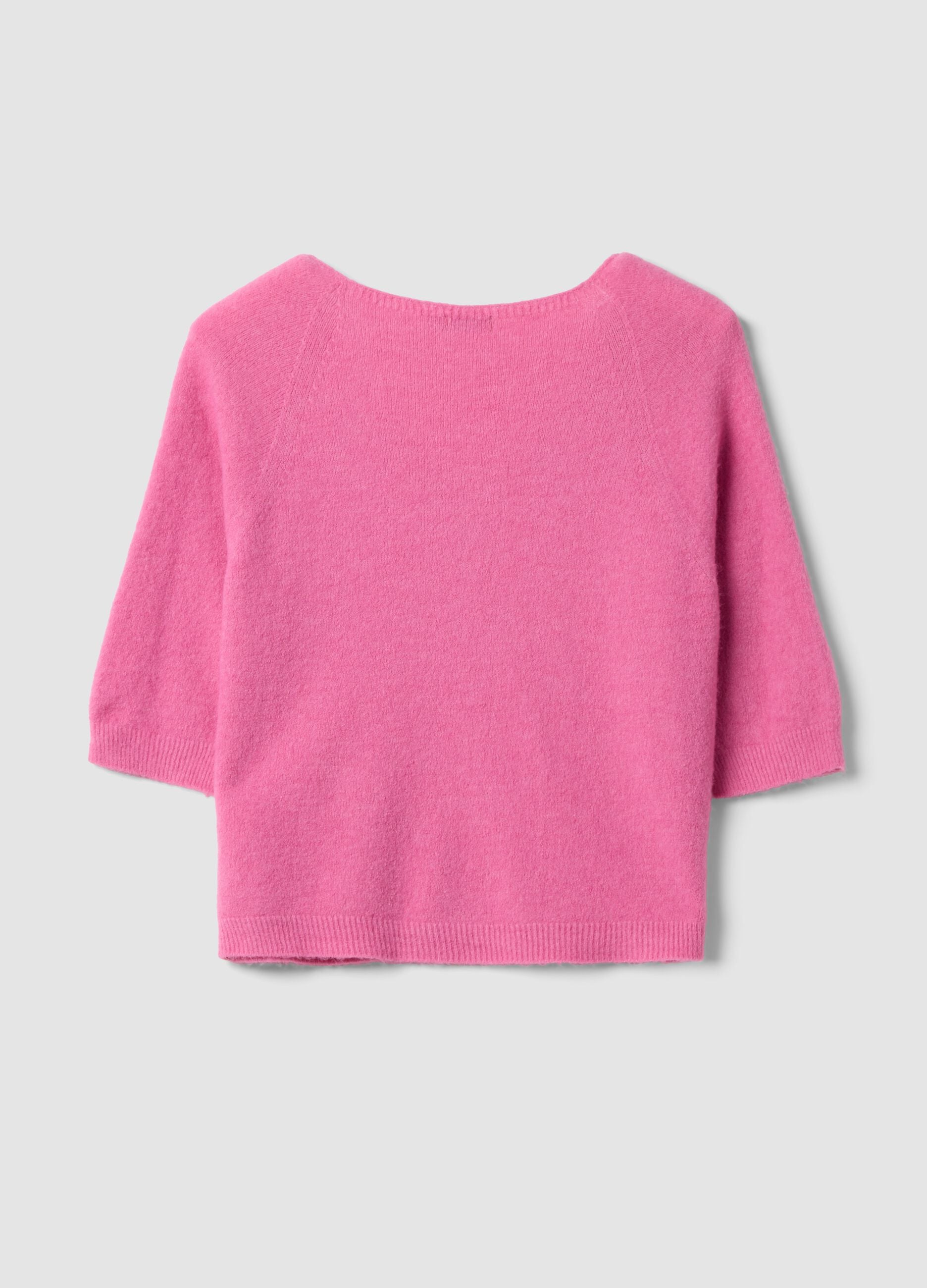 Rosa Pullover mit V-Ausschnitt im Regular Fit