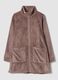 Pink zip-up dressing gown with cable-knit pattern_0