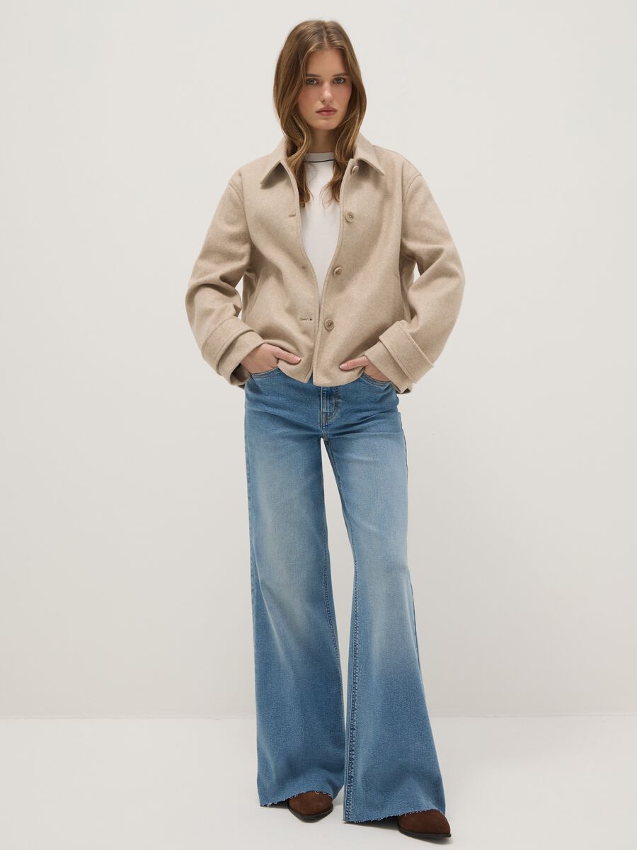 Beige short coat regular fit with buttons_1