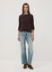 Dark brown fitted crew-neck long-sleeve top_1