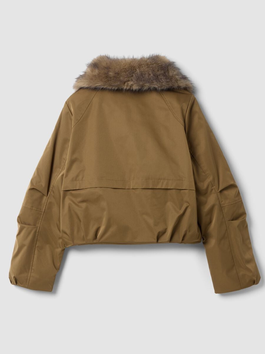 Bomber imbottito verde con colletto a contrasto e zip regular fit_2